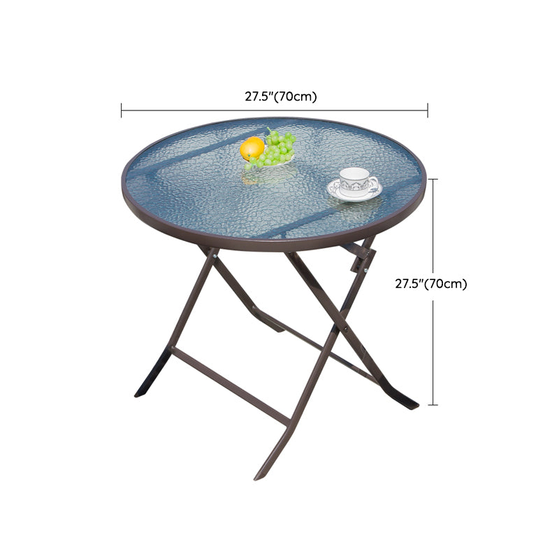 Industrial Dining Table Glass Clear Rust Resistant Patio Table