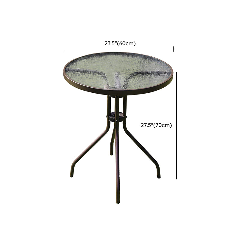 Industrial Dining Table Glass Clear Rust Resistant Patio Table