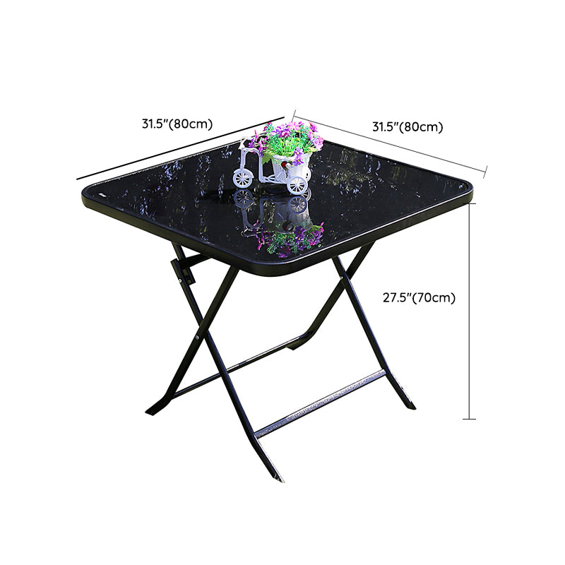 Industrial Dining Table Glass Clear Rust Resistant Patio Table