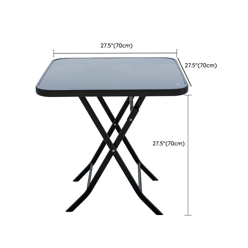 Industrial Dining Table Glass Clear Rust Resistant Patio Table