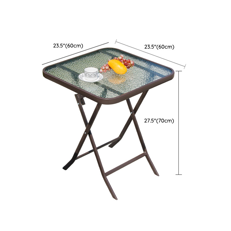 Industrial Dining Table Glass Clear Rust Resistant Patio Table