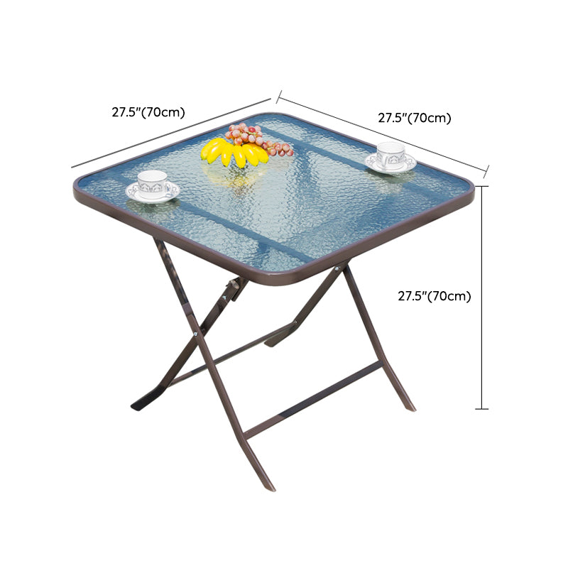 Industrial Dining Table Glass Clear Rust Resistant Patio Table