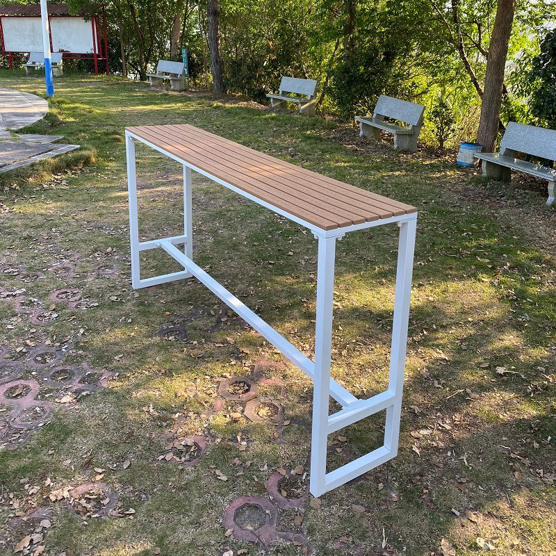 Industrial Water Resistant Bar Table Rectangle Brown Wood Patio Table