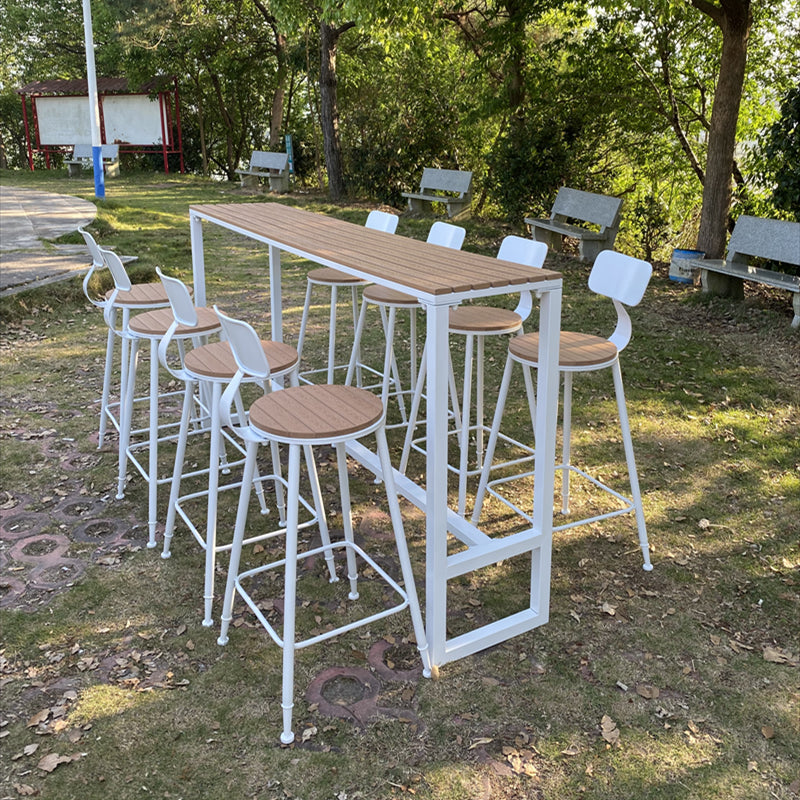 Industrial Water Resistant Bar Table Rectangle Brown Wood Patio Table