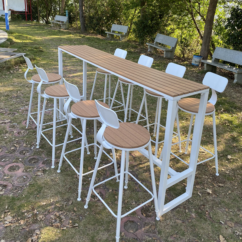 Industrial Water Resistant Bar Table Rectangle Brown Wood Patio Table