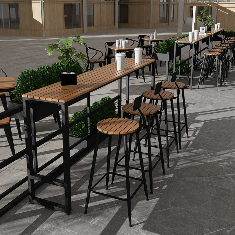 Fuax Wood Industrial Bar Table Rectangle Water Resistant Patio Table