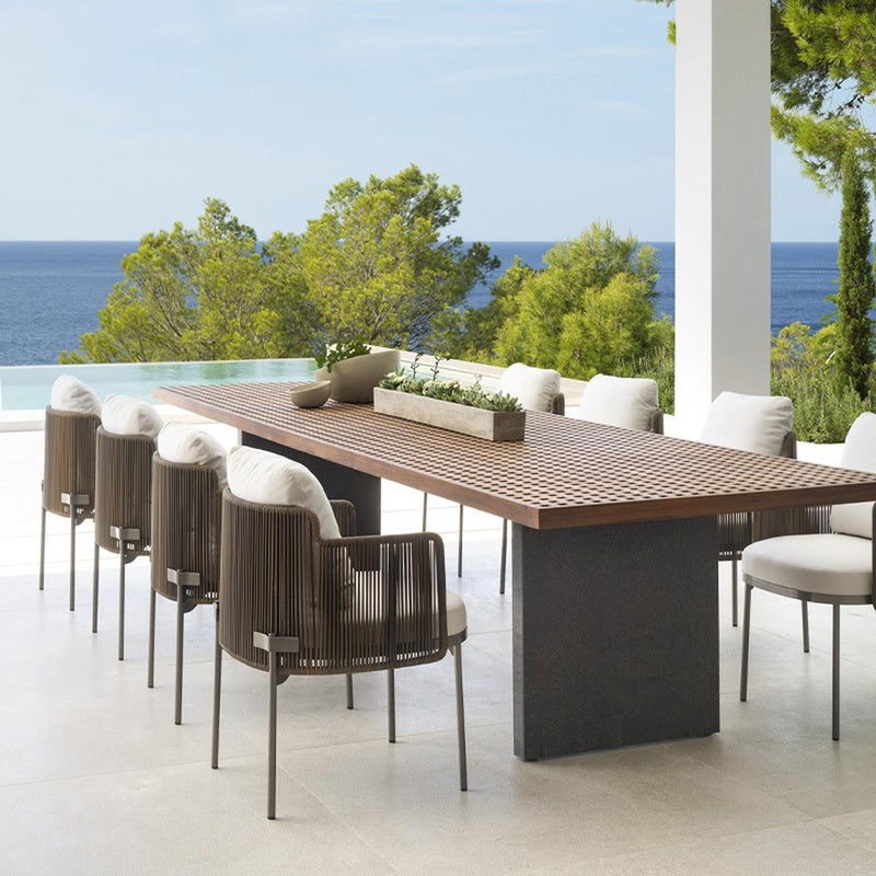 Boho Style Dining Set Wood Rectangular 1/9 Pieces Dining Set