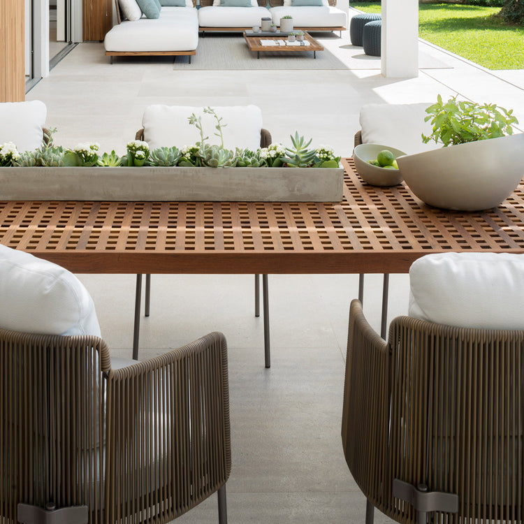 Boho Style Dining Set Wood Rectangular 1/9 Pieces Dining Set