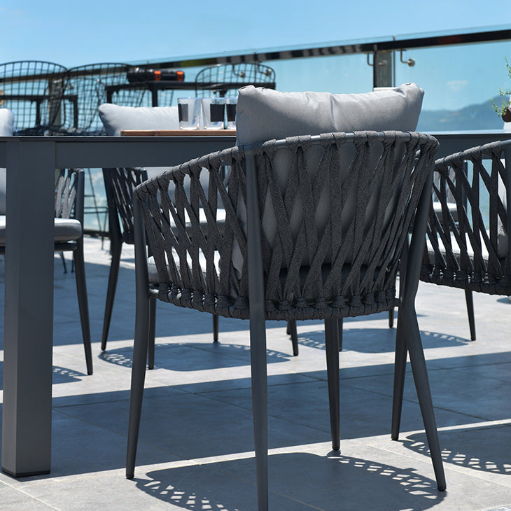 Boho Stone Top Dining Set 1/2/5 Pcs Metal Table with Chairs for Outdoor