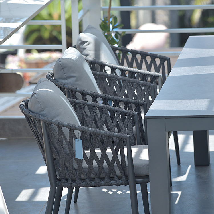 Boho Stone Top Dining Set 1/2/5 Pcs Metal Table with Chairs for Outdoor