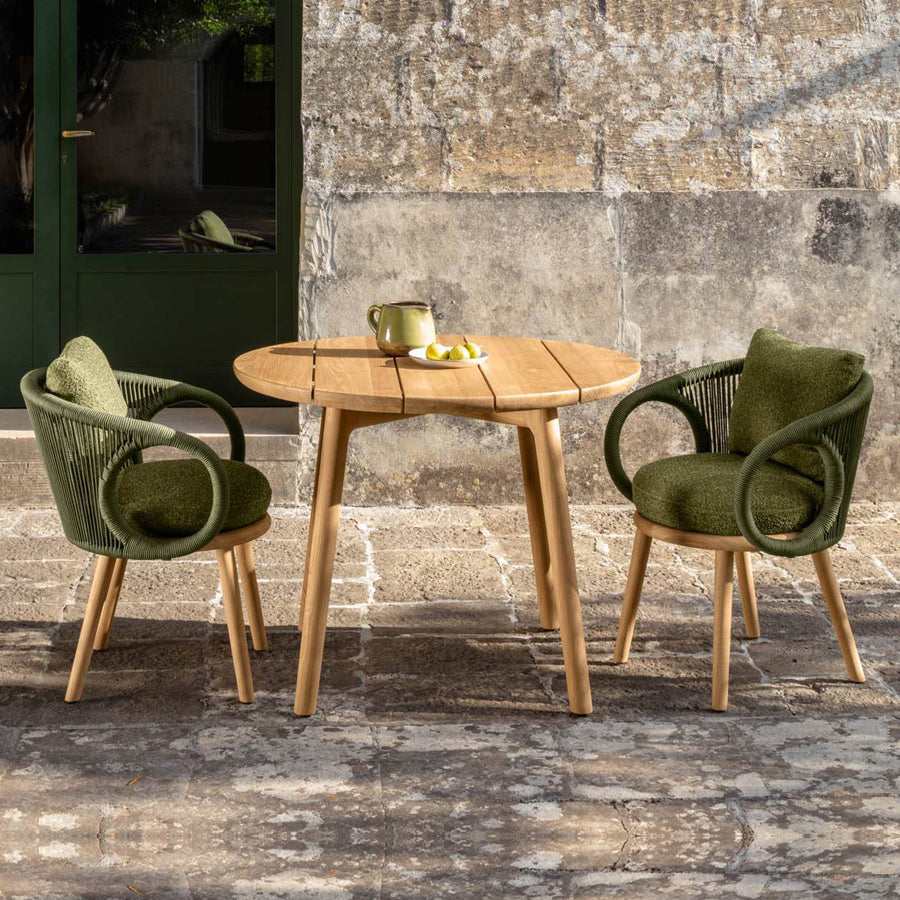 Teak Solid Wood Dining Set 1/3/5 Pcs Boho Natural Frame Patio Dining Table and Chairs