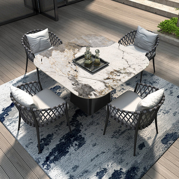 Stone Top Patio Dining Table Set 1/4/5 Pcs Square Patio Dining Table