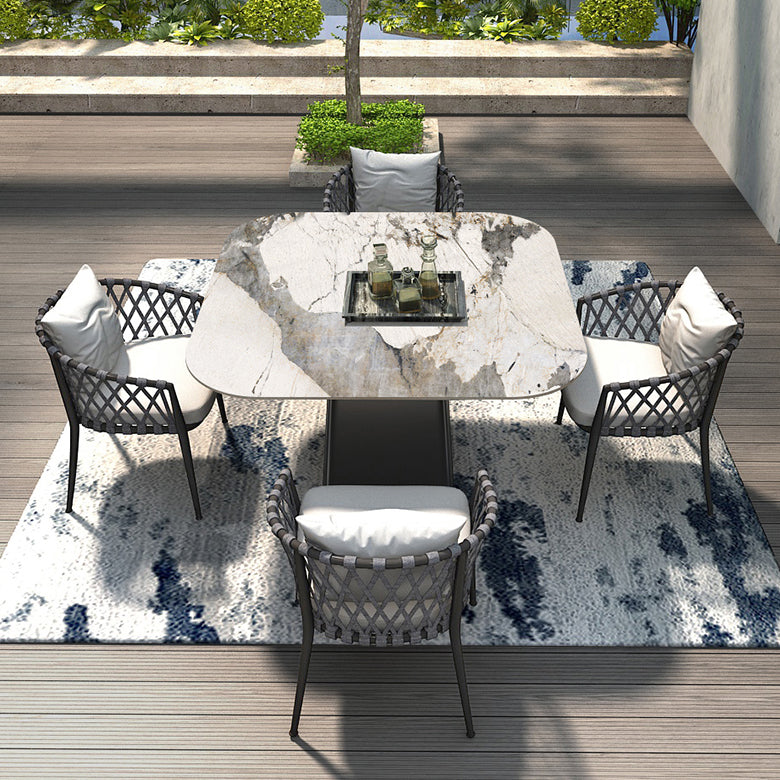 Stone Top Patio Dining Table Set 1/4/5 Pcs Square Patio Dining Table