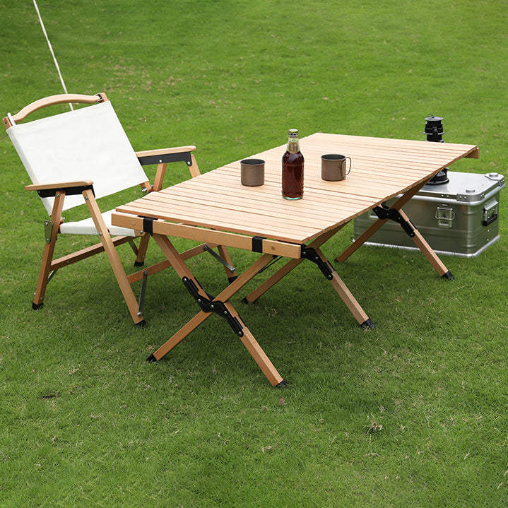 Industrial Foldable Camping Table Beech Solid Wood Removable Camping Table