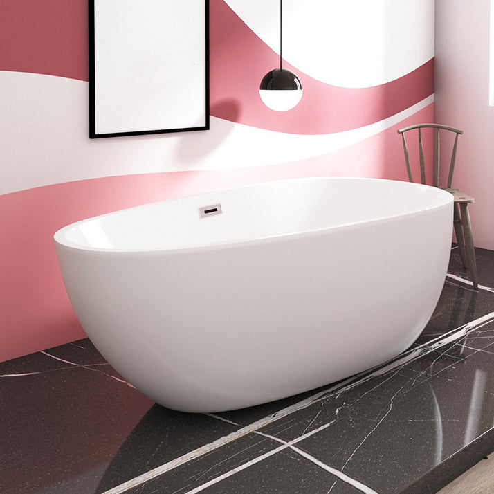 Modern Acrylic Bath Soaking White 23.62-inch Tall Bathtub with Overflow Trim