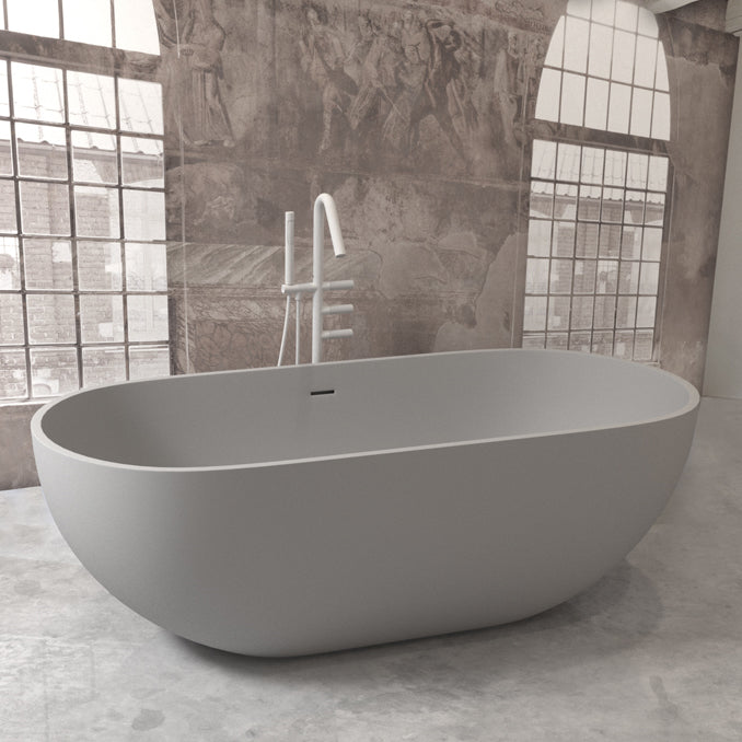 Modern Stone Bathtub Freestanding Soaking Bathtub , 29.53-inch Tall