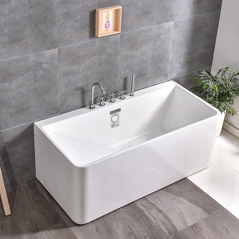 Modern Soaking Bathtub Acrylic Rectangular White Bathtub , 23.62-inch Tall