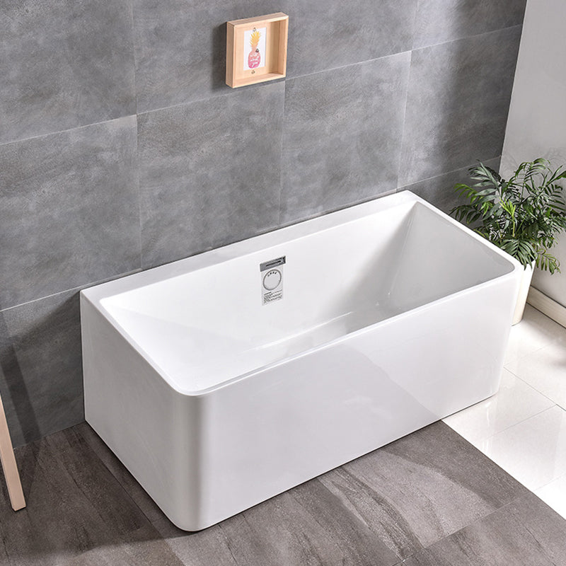 Modern Soaking Bathtub Acrylic Rectangular White Bathtub , 23.62-inch Tall