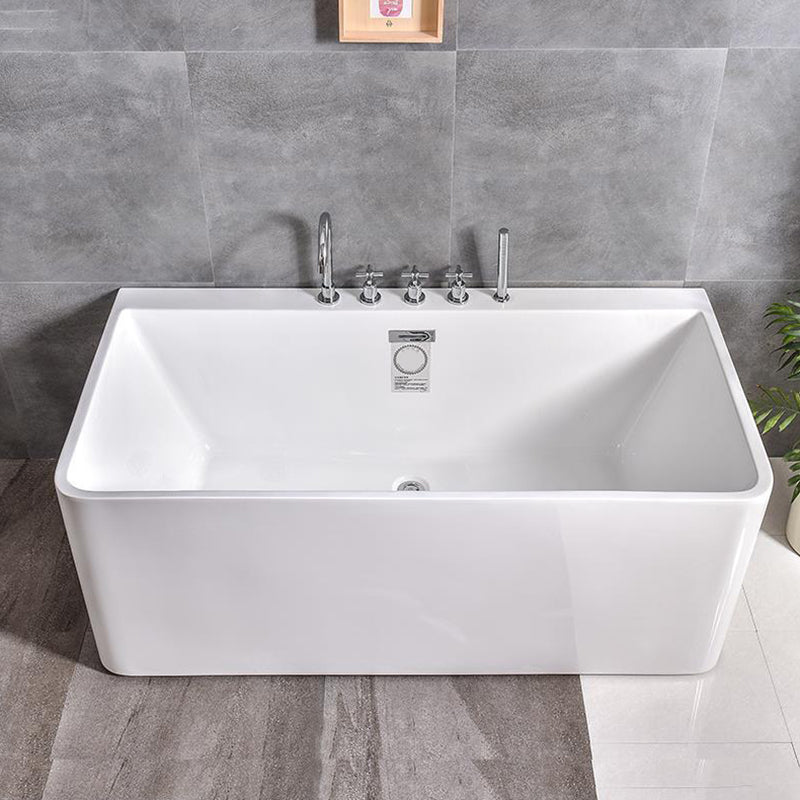 Modern Soaking Bathtub Acrylic Rectangular White Bathtub , 23.62-inch Tall