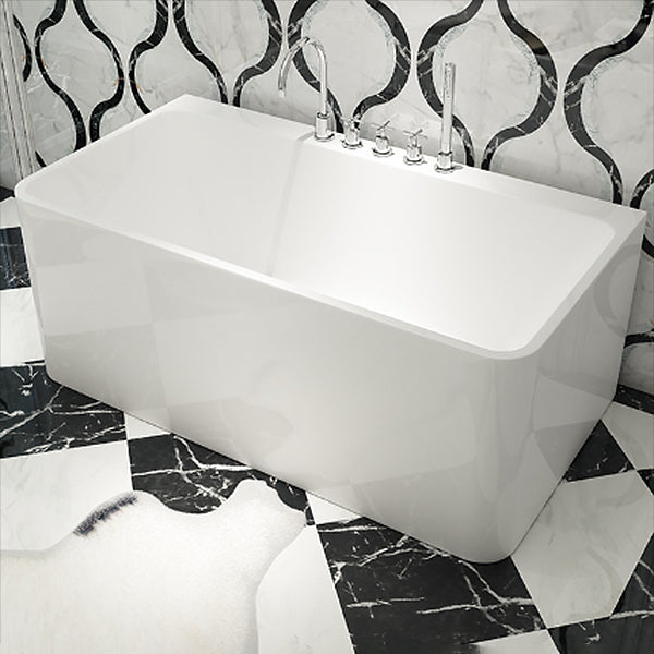 Modern Soaking Bathtub Acrylic Rectangular White Bathtub , 23.62-inch Tall