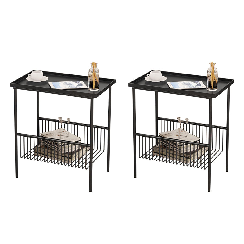 Glam Open Storage Accent Table Nightstand Antique Finish Bed Nightstand with 2 Shelves