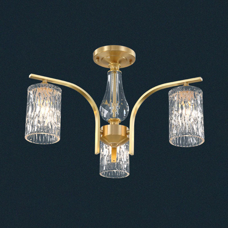 Light Luxury Crystal Ceiling Lamp Cylinder Shape Ceiling Light for Bedroom