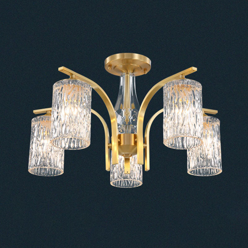 Light Luxury Crystal Ceiling Lamp Cylinder Shape Ceiling Light for Bedroom