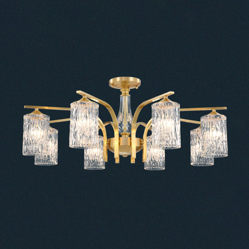 Light Luxury Crystal Ceiling Lamp Cylinder Shape Ceiling Light for Bedroom