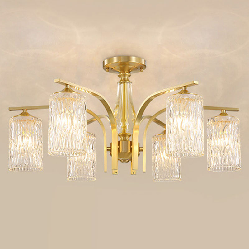 Light Luxury Crystal Ceiling Lamp Cylinder Shape Ceiling Light for Bedroom