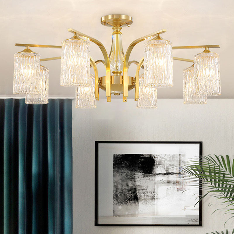 Light Luxury Crystal Ceiling Lamp Cylinder Shape Ceiling Light for Bedroom