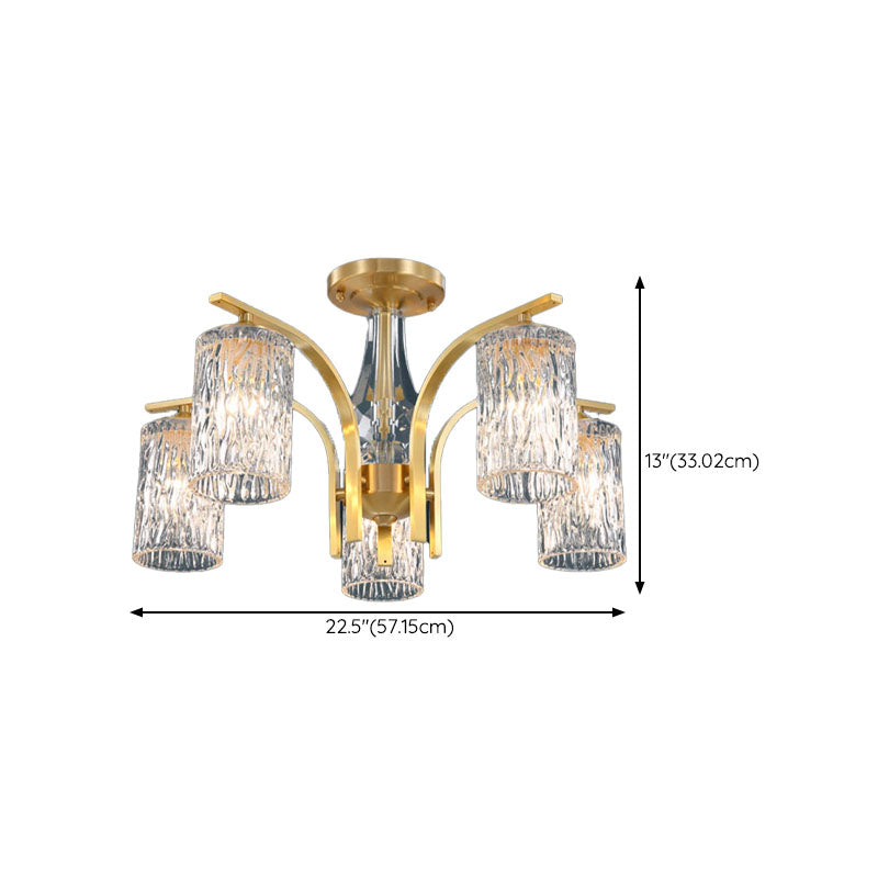 Light Luxury Crystal Ceiling Lamp Cylinder Shape Ceiling Light for Bedroom