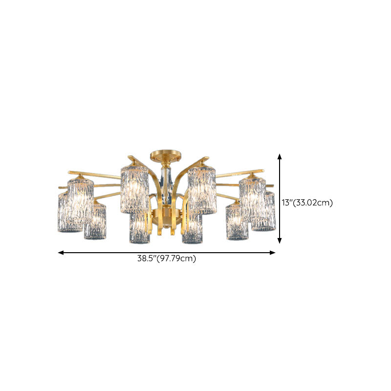Light Luxury Crystal Ceiling Lamp Cylinder Shape Ceiling Light for Bedroom