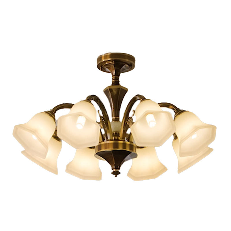 American Style Ceiling Light Bell Shape Ceiling Lamp with Glass Shade for Living Room