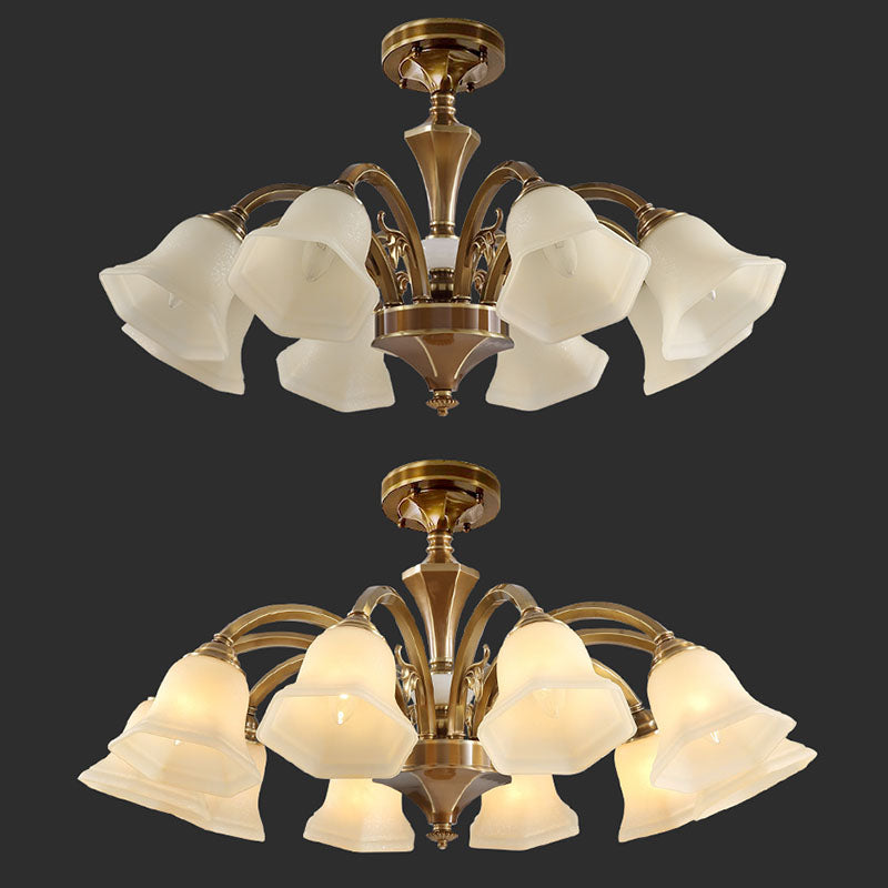 American Style Ceiling Light Bell Shape Ceiling Lamp with Glass Shade for Living Room