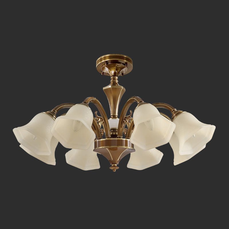 American Style Ceiling Light Bell Shape Ceiling Lamp with Glass Shade for Living Room