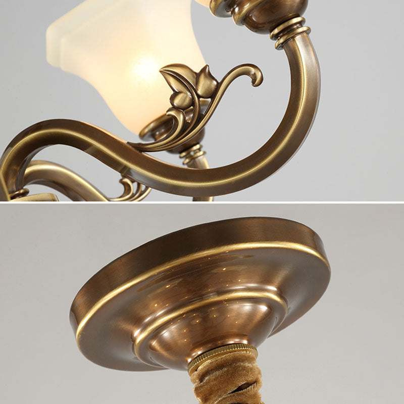 American Style Ceiling Light Bell Shape Ceiling Lamp with Glass Shade for Living Room