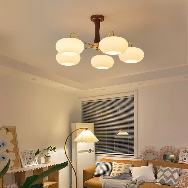 Modern Simple Wooden Ceiling Light Dome Shape Ceiling Lamp for Bedroom