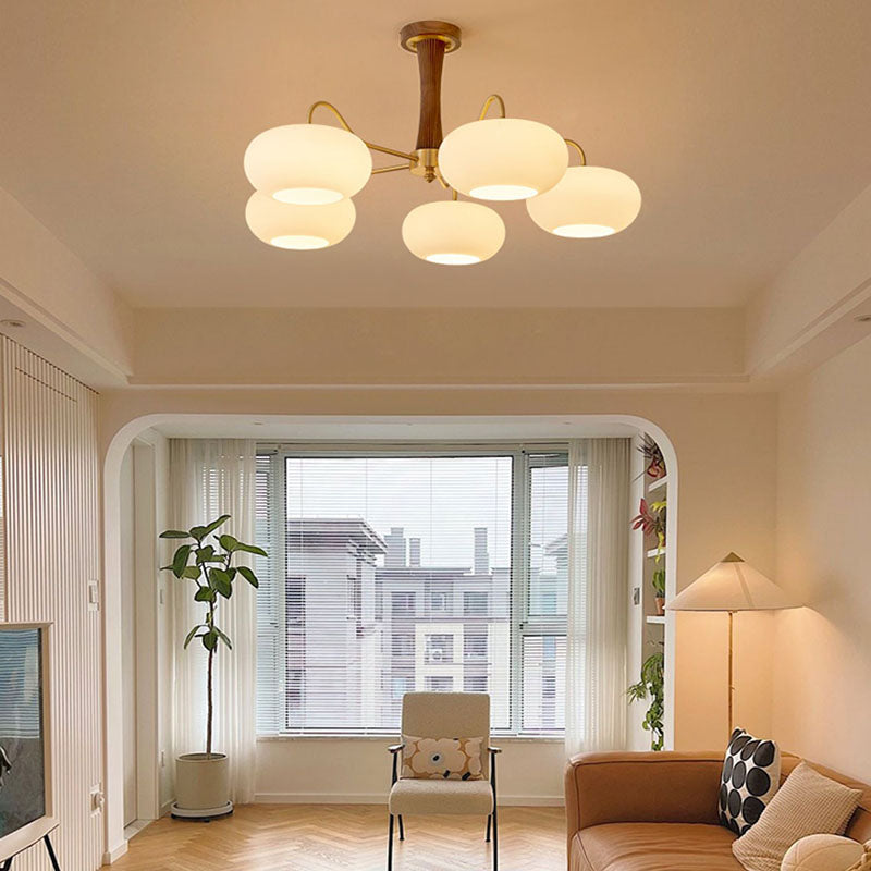 Modern Simple Wooden Ceiling Light Dome Shape Ceiling Lamp for Bedroom