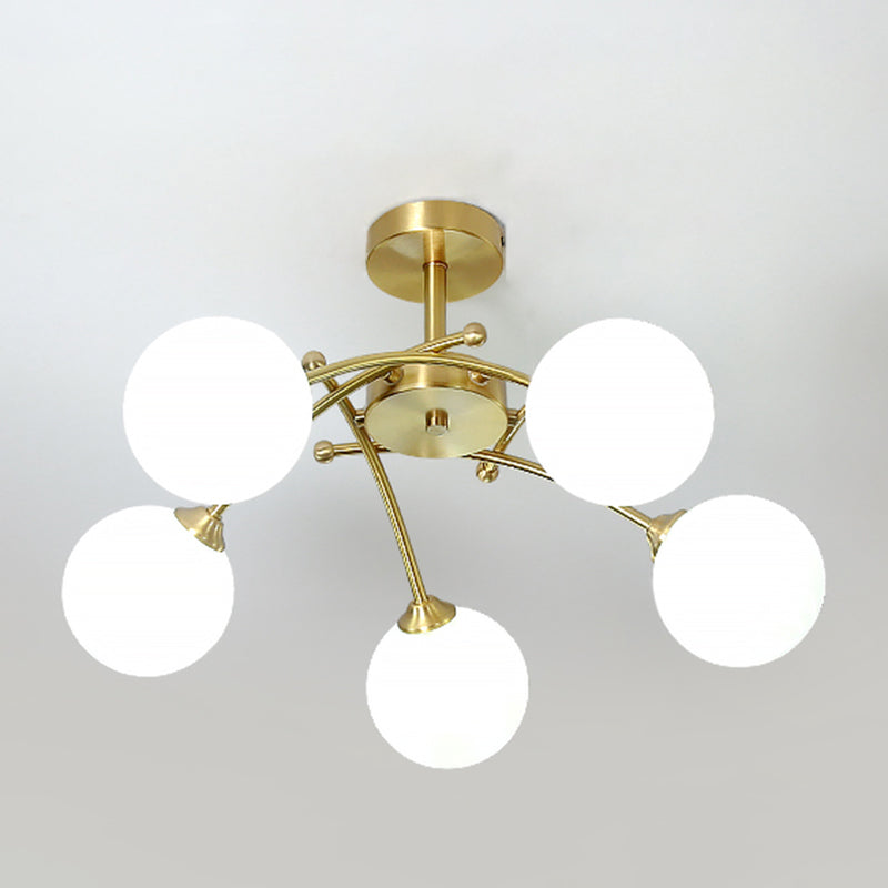 Nordic Style Copper Ceiling Light Ball Shape Ceiling Lamp for Bedroom