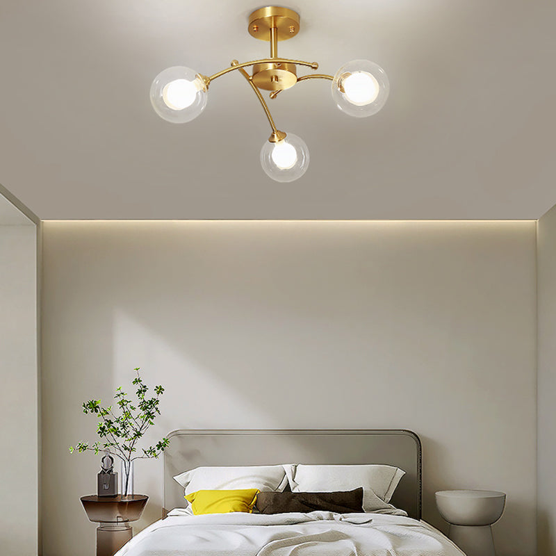 Nordic Style Copper Ceiling Light Ball Shape Ceiling Lamp for Bedroom