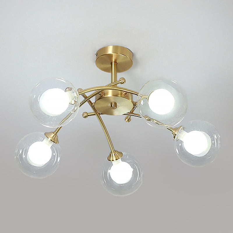 Nordic Style Copper Ceiling Light Ball Shape Ceiling Lamp for Bedroom