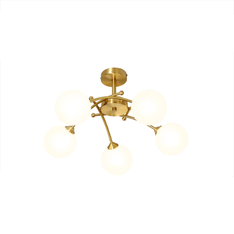 Nordic Style Copper Ceiling Light Ball Shape Ceiling Lamp for Bedroom