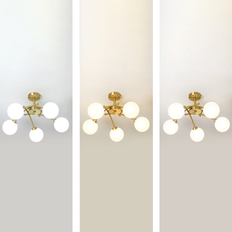 Nordic Style Copper Ceiling Light Ball Shape Ceiling Lamp for Bedroom