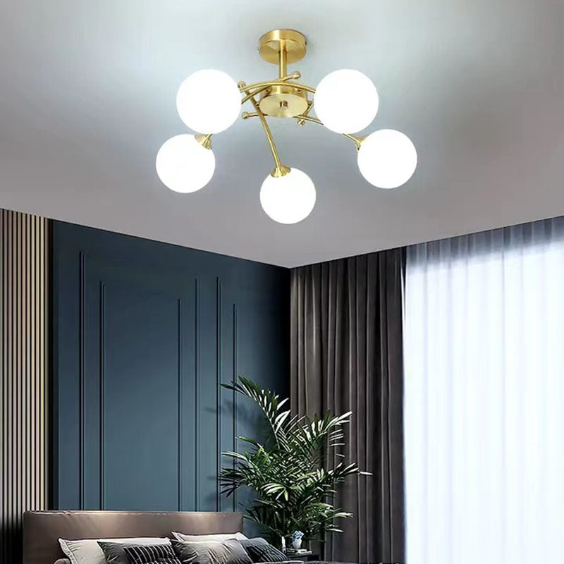Nordic Style Copper Ceiling Light Ball Shape Ceiling Lamp for Bedroom