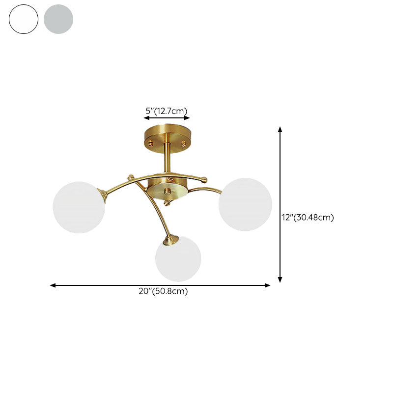 Nordic Style Copper Ceiling Light Ball Shape Ceiling Lamp for Bedroom