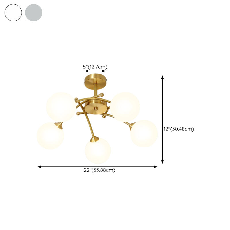 Nordic Style Copper Ceiling Light Ball Shape Ceiling Lamp for Bedroom