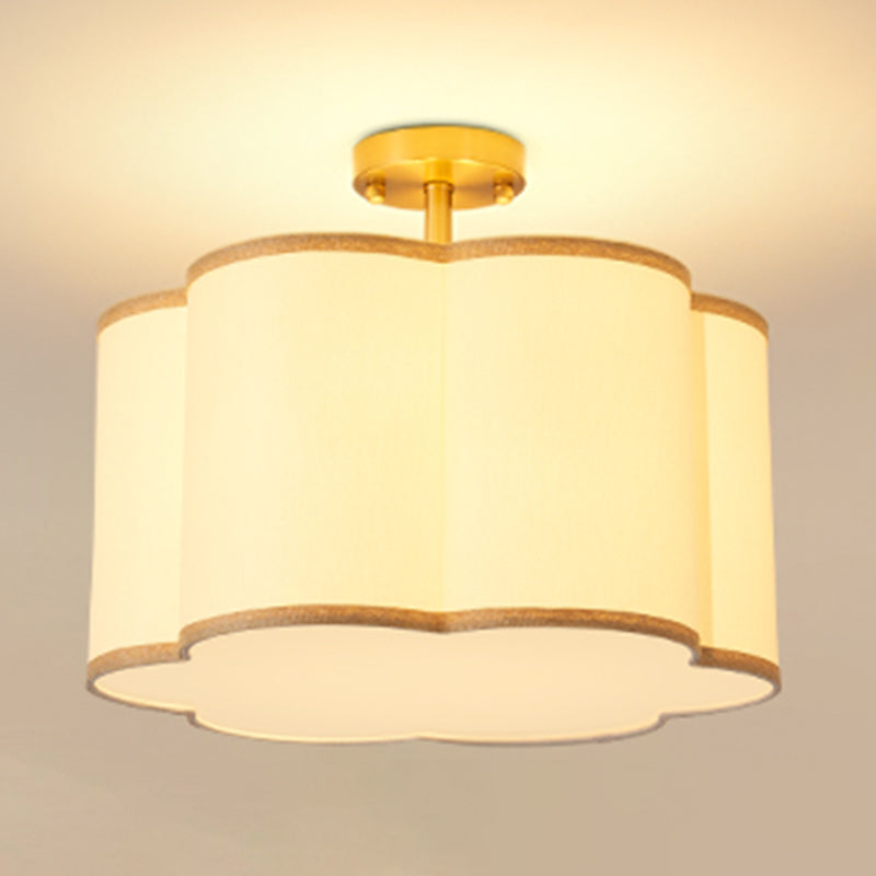 American Style Ceiling Light Geometry Shape Ceiling Lamp with Fabric Shade for Living Room