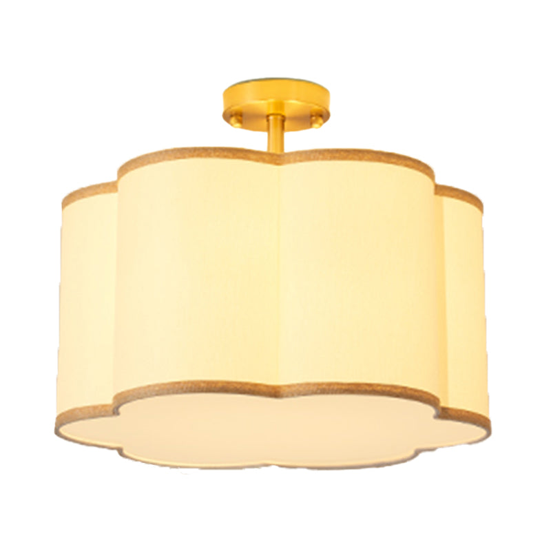 American Style Ceiling Light Geometry Shape Ceiling Lamp with Fabric Shade for Living Room