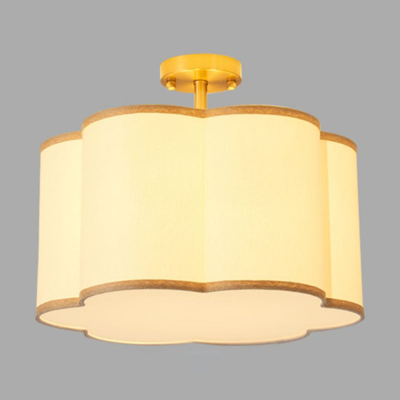 American Style Ceiling Light Geometry Shape Ceiling Lamp with Fabric Shade for Living Room