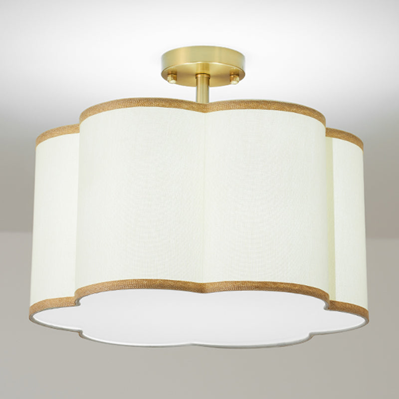 American Style Ceiling Light Geometry Shape Ceiling Lamp with Fabric Shade for Living Room